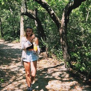 Cut off high waisted light wash jean shorts